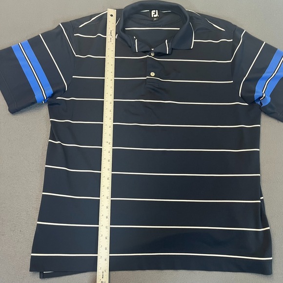 Footjoy Men's XL Multicolor Striped Short Sleeve Golf Polo Shirt Two Tone Logo - Picture 5 of 7